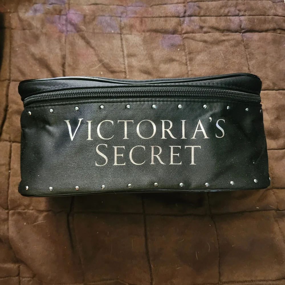 Victoria's Secret travel 3 pc set makeup lingerie bag case rhinestone